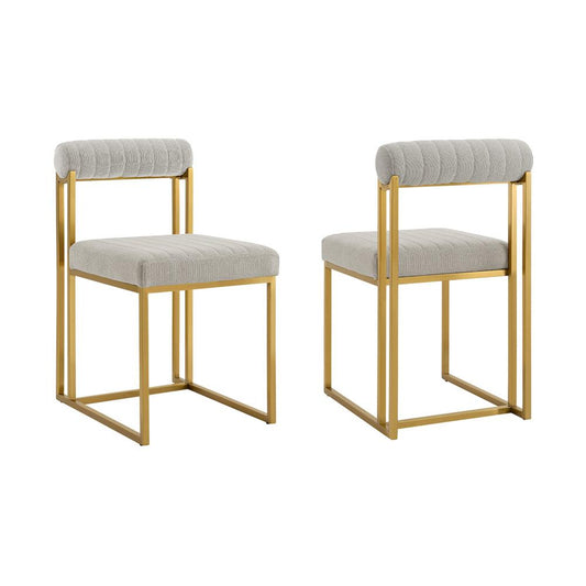 Armen Living - Anastasia Dining Chair with Gold Brushed Stainless Steel and Taupe Fabric - (Set of 2) - LCANSIBGLTP veiw 1