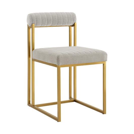 Armen Living - Anastasia Dining Chair with Gold Brushed Stainless Steel and Taupe Fabric - (Set of 2) - LCANSIBGLTP veiw 2