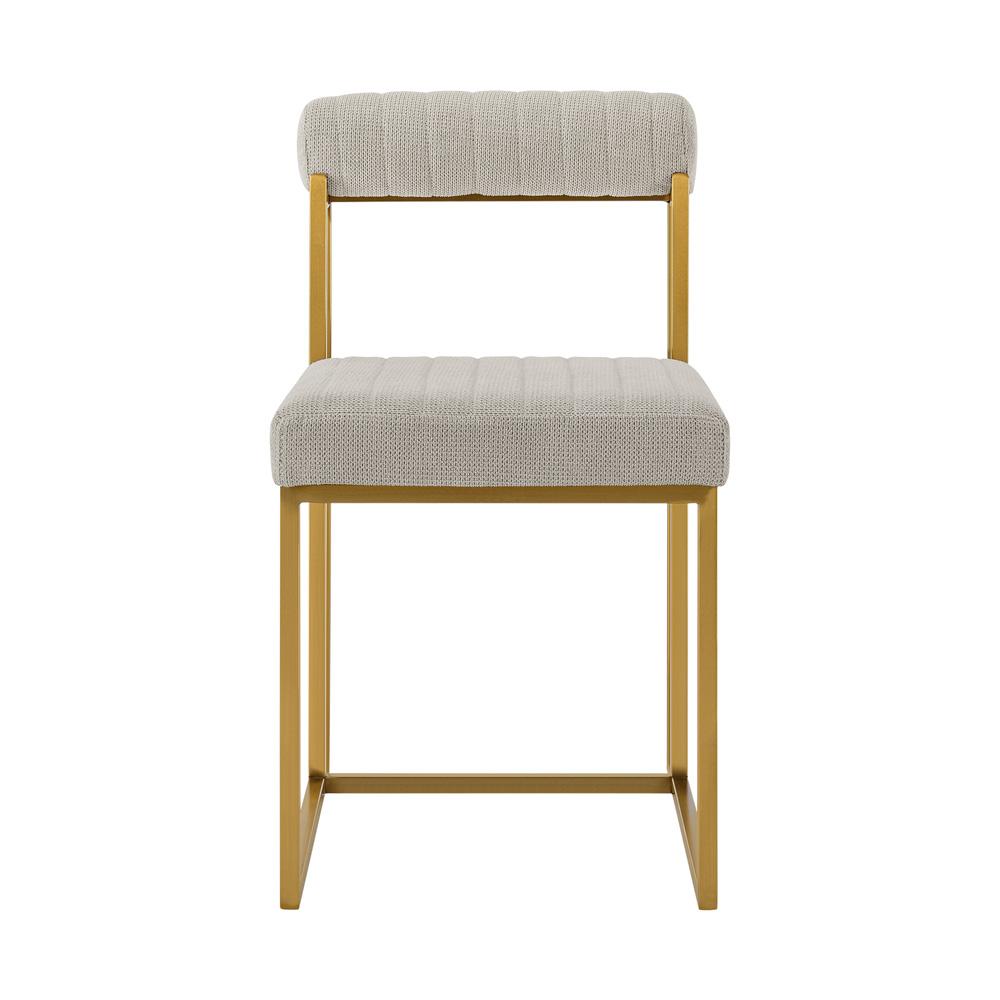 Armen Living - Anastasia Dining Chair with Gold Brushed Stainless Steel and Taupe Fabric - (Set of 2) - LCANSIBGLTP veiw 3