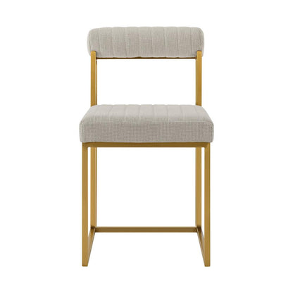 Armen Living - Anastasia Dining Chair with Gold Brushed Stainless Steel and Taupe Fabric - (Set of 2) - LCANSIBGLTP veiw 3