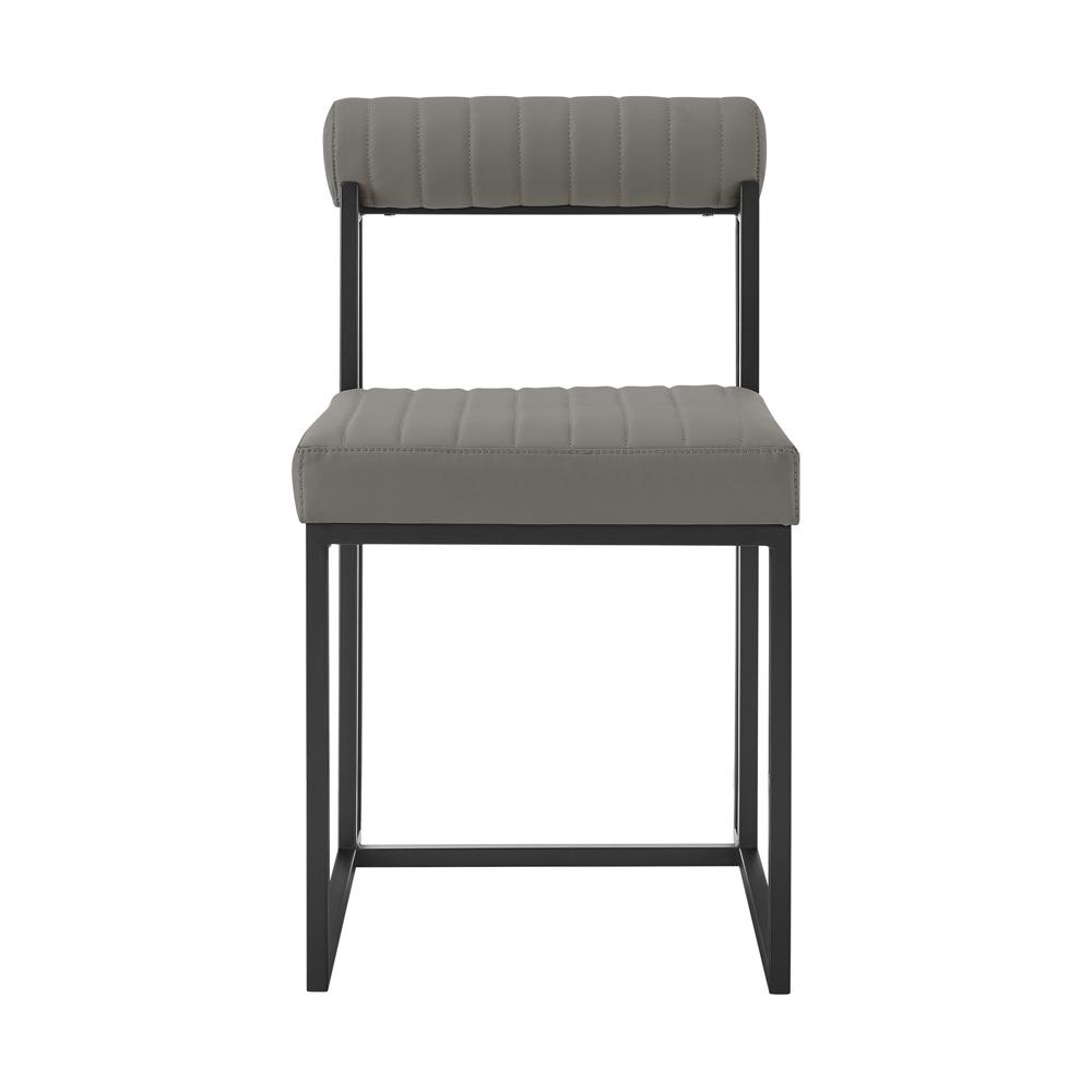 Armen Living - Devi Anastasia 5 Piece Round Glass Dining Table Set with Matte Black Iron and Light Gray Faux Leather - SETDE5BLKPGRY veiw 3