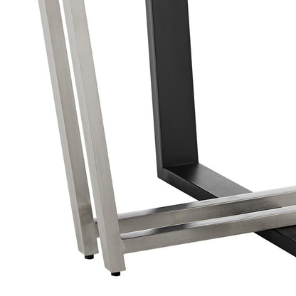 Armen Living - Joana Anastasia 5 Piece Round Walnut Dining Table Set with Brushed Stainless Steel and Charcoal Fabric - SETJO5BSCH veiw 6