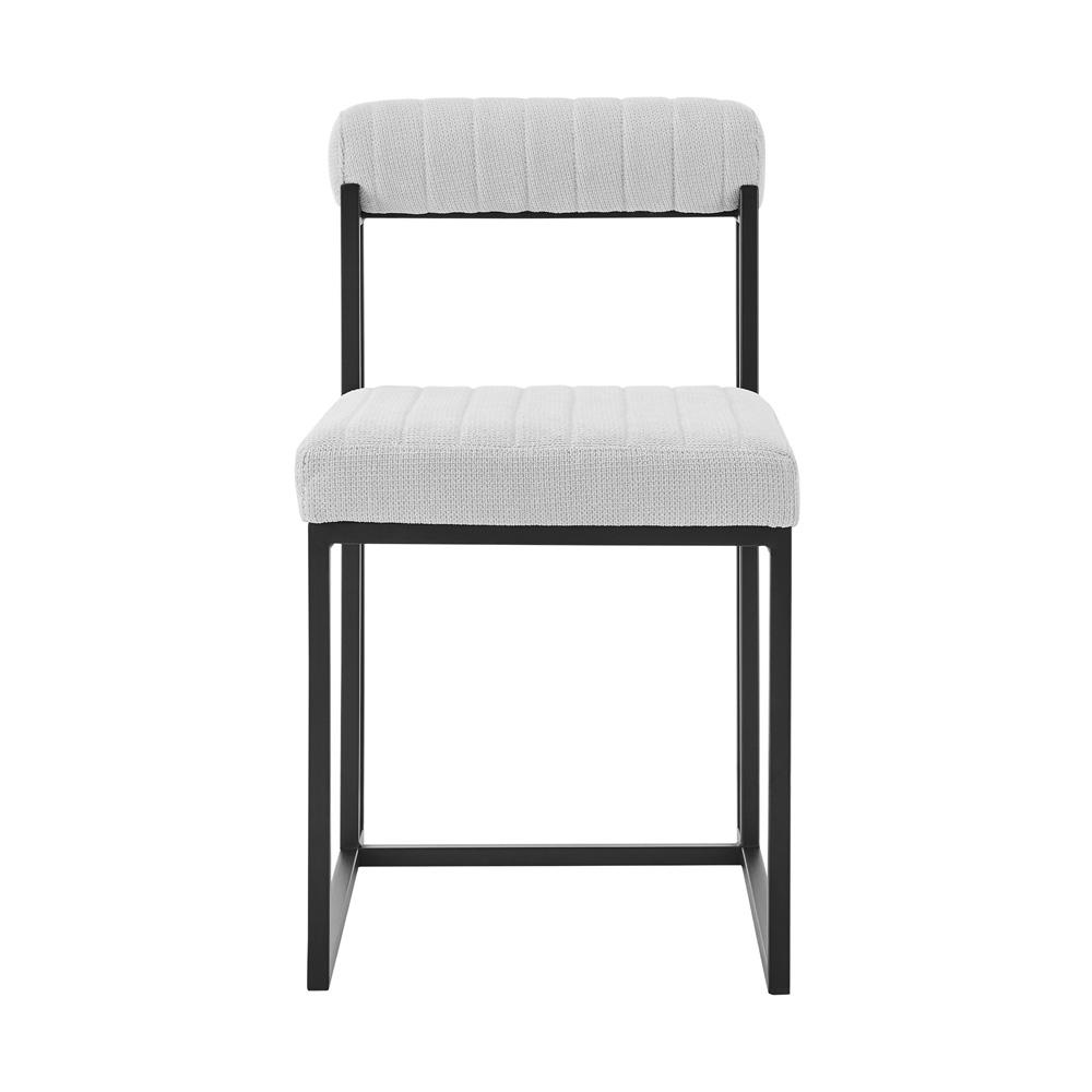 Armen Living - Joana Anastasia 5 Piece Round Walnut Dining Table Set with Matte Black Iron and Light Gray Fabric - SETJO5BLKLGRY veiw 3