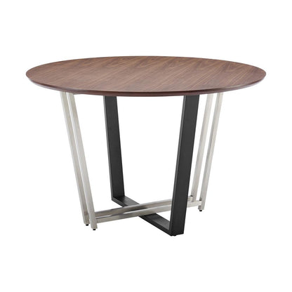 Armen Living - Joana Anastasia 5 Piece Round Walnut Dining Table Set with Matte Black Iron and Light Gray Fabric - SETJO5BLKLGRY veiw 4