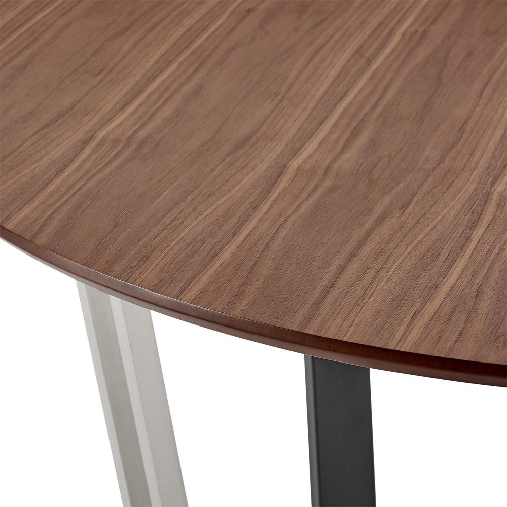 Armen Living - Joana Anastasia 5 Piece Round Walnut Dining Table Set with Matte Black Iron and Light Gray Fabric - SETJO5BLKLGRY veiw 5