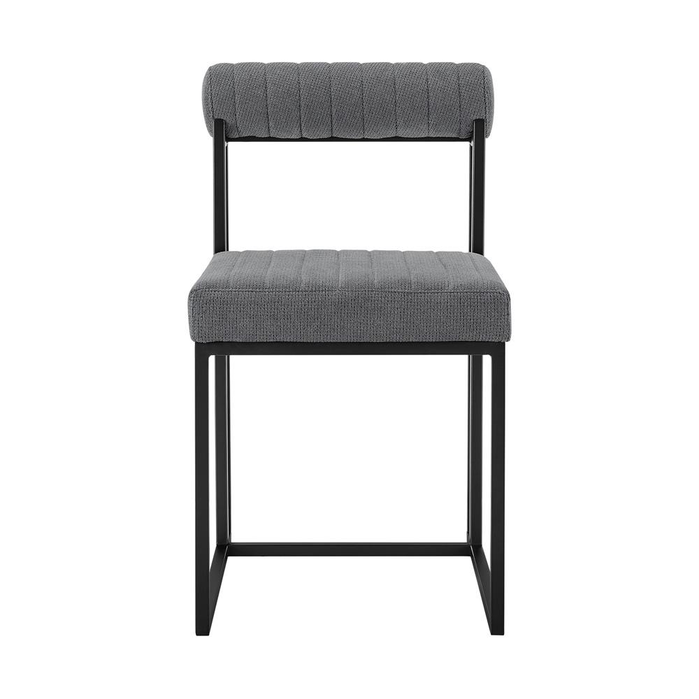 Armen Living - Kai Anastasia 7 Piece Rectangular Glass Dining Table Set with Matte Black Iron and Anchor Gray Fabric - SETKA7BLKAGRY veiw 3