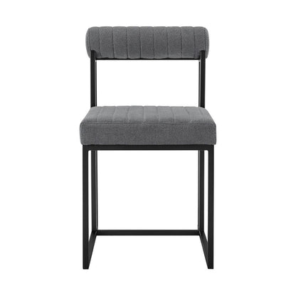 Armen Living - Kai Anastasia 7 Piece Rectangular Glass Dining Table Set with Matte Black Iron and Anchor Gray Fabric - SETKA7BLKAGRY veiw 3