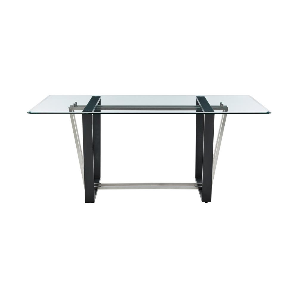 Armen Living - Kai Anastasia 7 Piece Rectangular Glass Dining Table Set with Matte Black Iron and Anchor Gray Fabric - SETKA7BLKAGRY veiw 4
