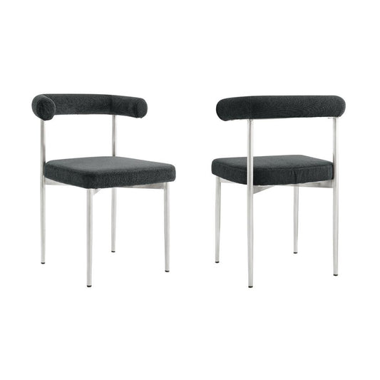 Armen Living - Shannon Dining Chair with Brushed Stainless Steel and Charcoal Fabric - (Set of 2) - LCSNSIBSCH veiw 1