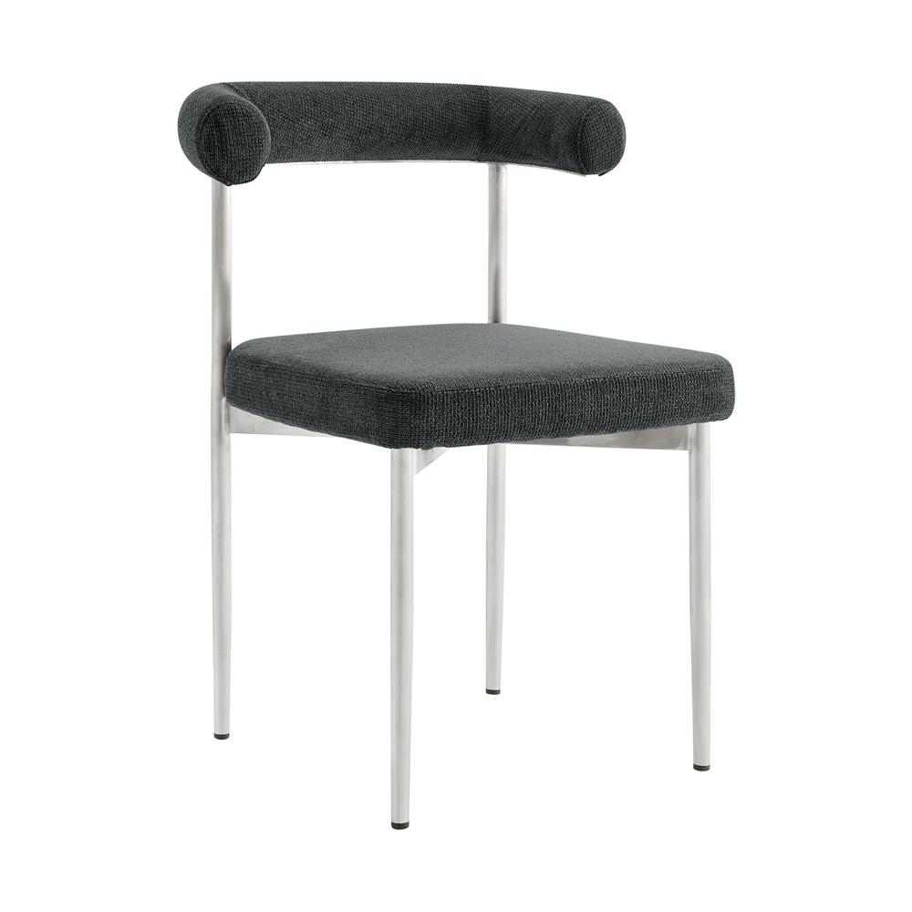 Armen Living - Shannon Dining Chair with Brushed Stainless Steel and Charcoal Fabric - (Set of 2) - LCSNSIBSCH veiw 2