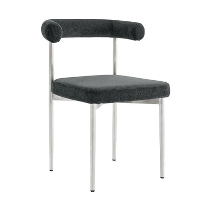 Armen Living - Shannon Dining Chair with Brushed Stainless Steel and Charcoal Fabric - (Set of 2) - LCSNSIBSCH veiw 2