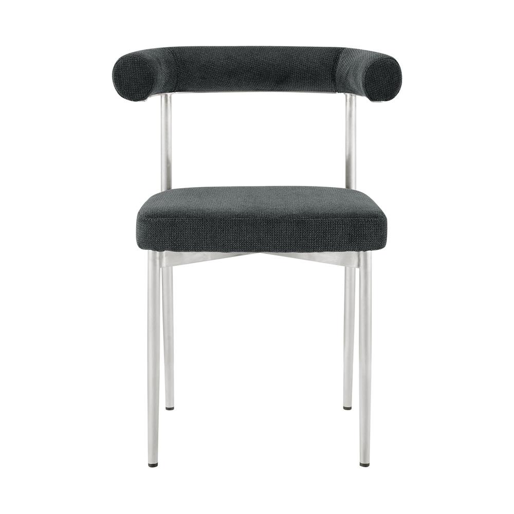 Armen Living - Shannon Dining Chair with Brushed Stainless Steel and Charcoal Fabric - (Set of 2) - LCSNSIBSCH veiw 3