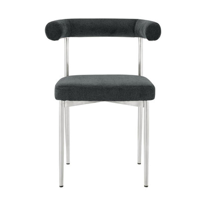Armen Living - Shannon Dining Chair with Brushed Stainless Steel and Charcoal Fabric - (Set of 2) - LCSNSIBSCH veiw 3