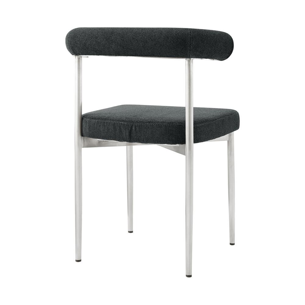 Armen Living - Shannon Dining Chair with Brushed Stainless Steel and Charcoal Fabric - (Set of 2) - LCSNSIBSCH veiw 4