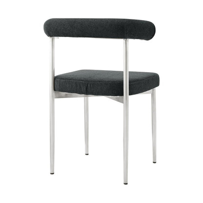 Armen Living - Shannon Dining Chair with Brushed Stainless Steel and Charcoal Fabric - (Set of 2) - LCSNSIBSCH veiw 4