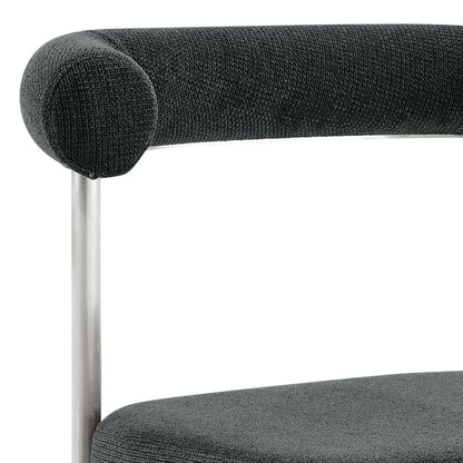 Armen Living - Shannon Dining Chair with Brushed Stainless Steel and Charcoal Fabric - (Set of 2) - LCSNSIBSCH veiw 5