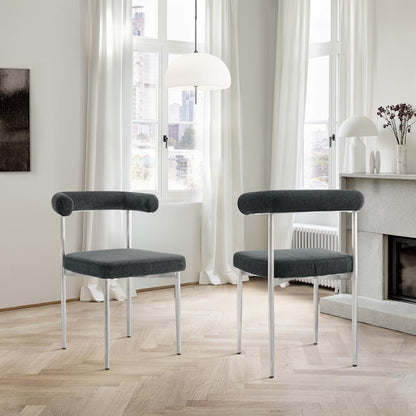 Armen Living - Shannon Dining Chair with Brushed Stainless Steel and Charcoal Fabric - (Set of 2) - LCSNSIBSCH veiw 7