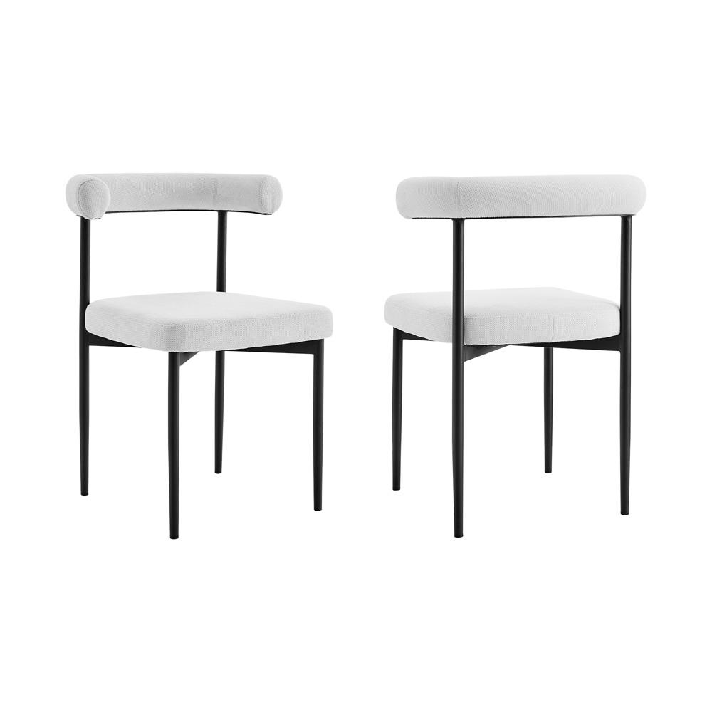 Armen Living - Shannon Dining Chair with Matte Black Iron and Cream Fabric - (Set of 2) - LCSNSIBLKCR veiw 1