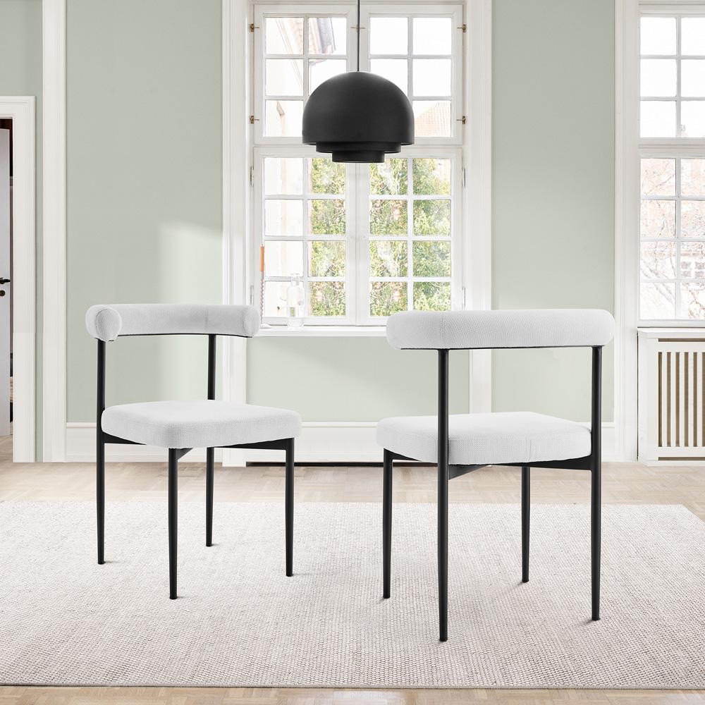 Armen Living - Shannon Dining Chair with Matte Black Iron and Cream Fabric - (Set of 2) - LCSNSIBLKCR veiw 7