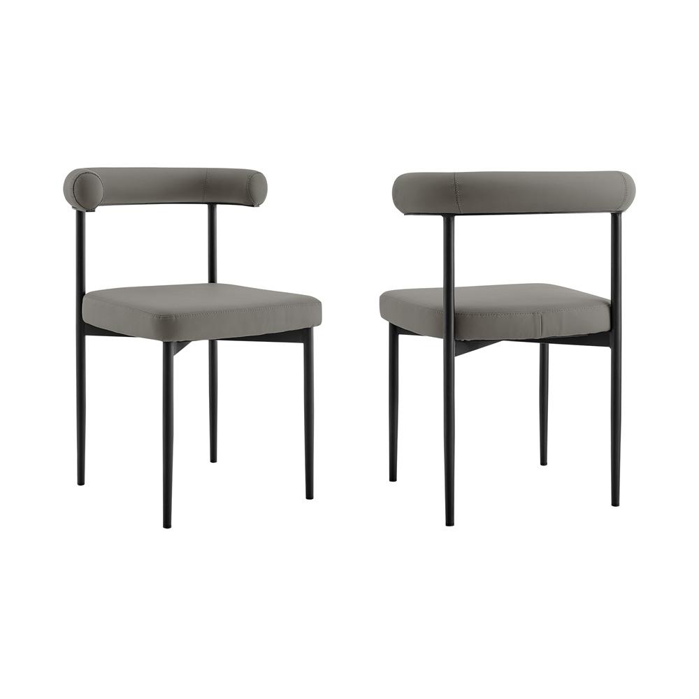 Armen Living - Shannon Dining Chair with Matte Black Iron and Light Gray Faux Leather - (Set of 2) - LCSNSIBLKPGRY veiw 1