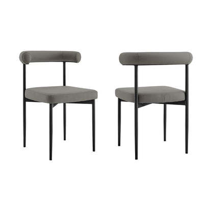 Armen Living - Shannon Dining Chair with Matte Black Iron and Light Gray Faux Leather - (Set of 2) - LCSNSIBLKPGRY veiw 1