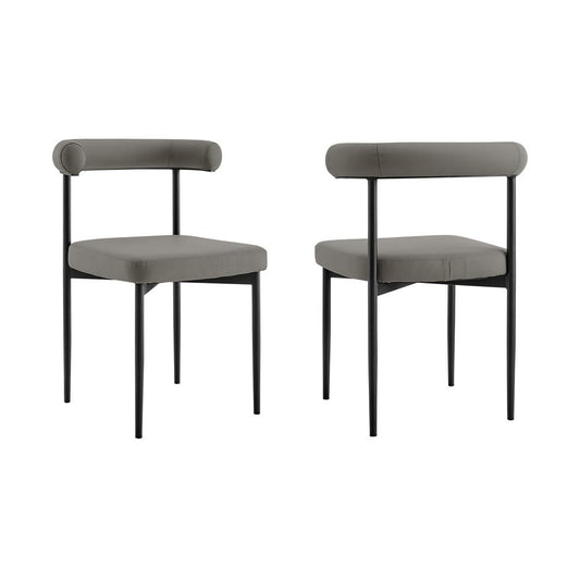 Armen Living - Shannon Dining Chair with Matte Black Iron and Light Gray Faux Leather - (Set of 2) - LCSNSIBLKPGRY veiw 1