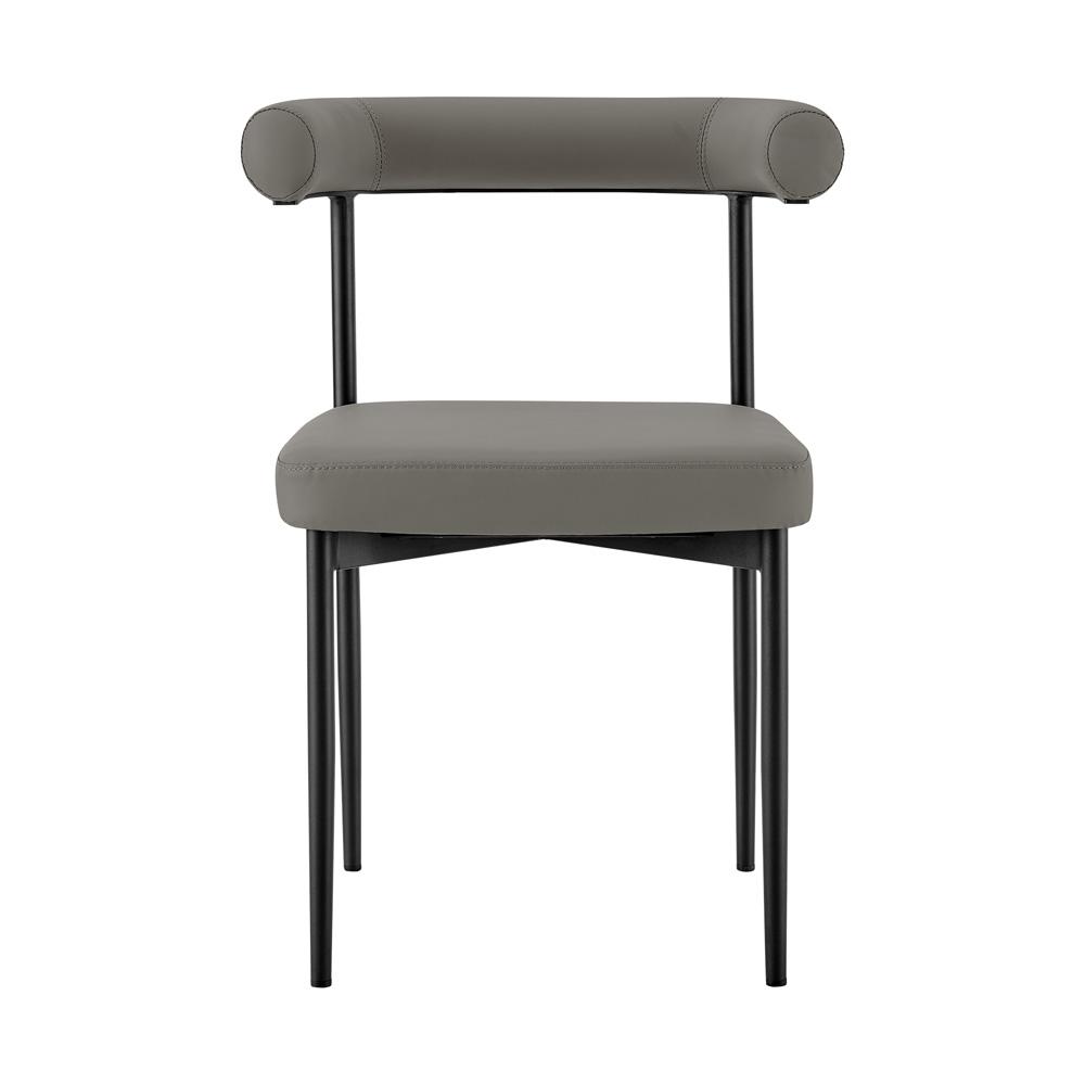 Armen Living - Shannon Dining Chair with Matte Black Iron and Light Gray Faux Leather - (Set of 2) - LCSNSIBLKPGRY veiw 3