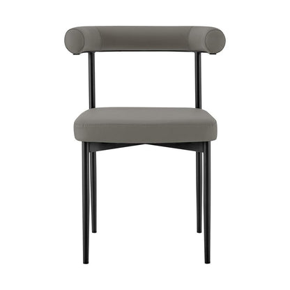 Armen Living - Shannon Dining Chair with Matte Black Iron and Light Gray Faux Leather - (Set of 2) - LCSNSIBLKPGRY veiw 3