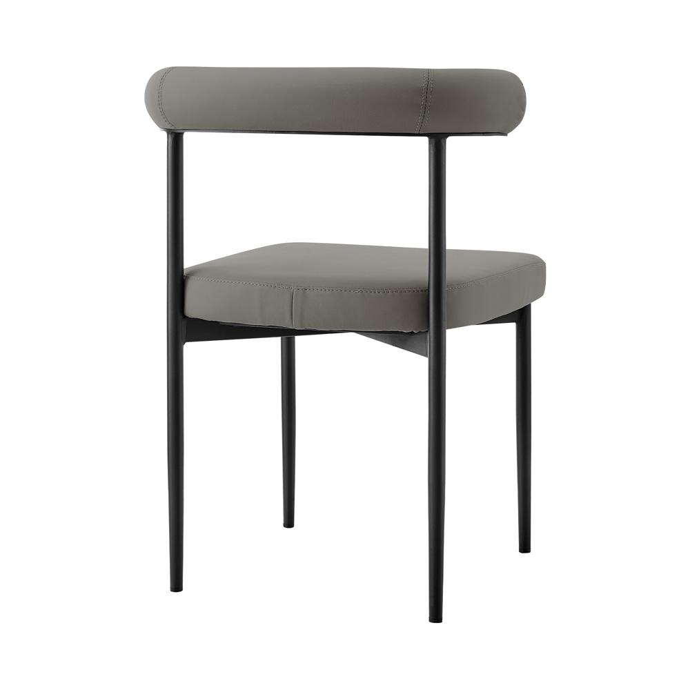 Armen Living - Shannon Dining Chair with Matte Black Iron and Light Gray Faux Leather - (Set of 2) - LCSNSIBLKPGRY veiw 4