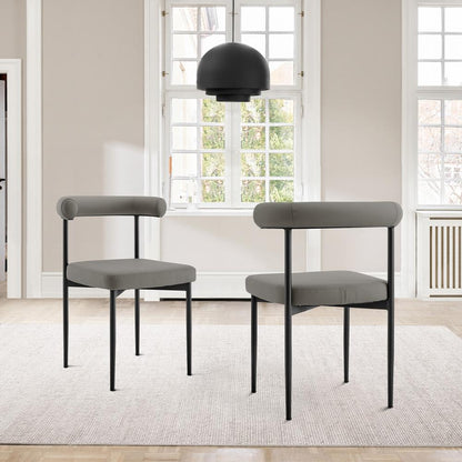 Armen Living - Shannon Dining Chair with Matte Black Iron and Light Gray Faux Leather - (Set of 2) - LCSNSIBLKPGRY veiw 7