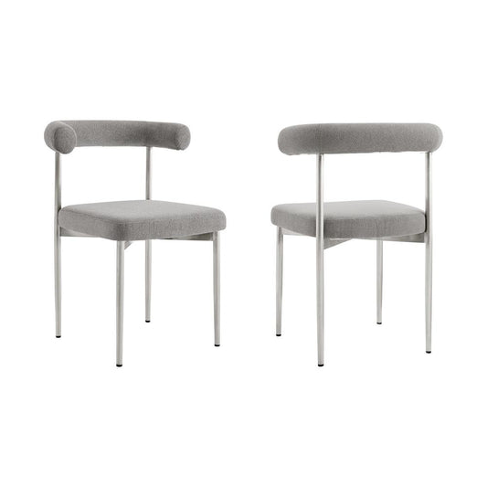 Armen Living - Shannon Dining Chair with Brushed Stainless Steel and Light Gray Fabric - (Set of 2) - LCSNSIBSLGRY veiw 1
