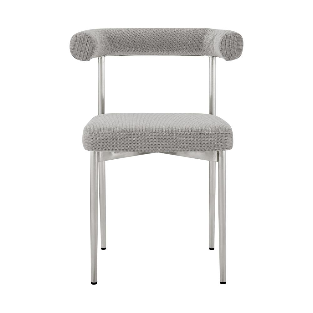 Armen Living - Shannon Dining Chair with Brushed Stainless Steel and Light Gray Fabric - (Set of 2) - LCSNSIBSLGRY veiw 3
