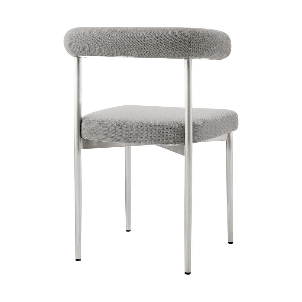 Armen Living - Shannon Dining Chair with Brushed Stainless Steel and Light Gray Fabric - (Set of 2) - LCSNSIBSLGRY veiw 4