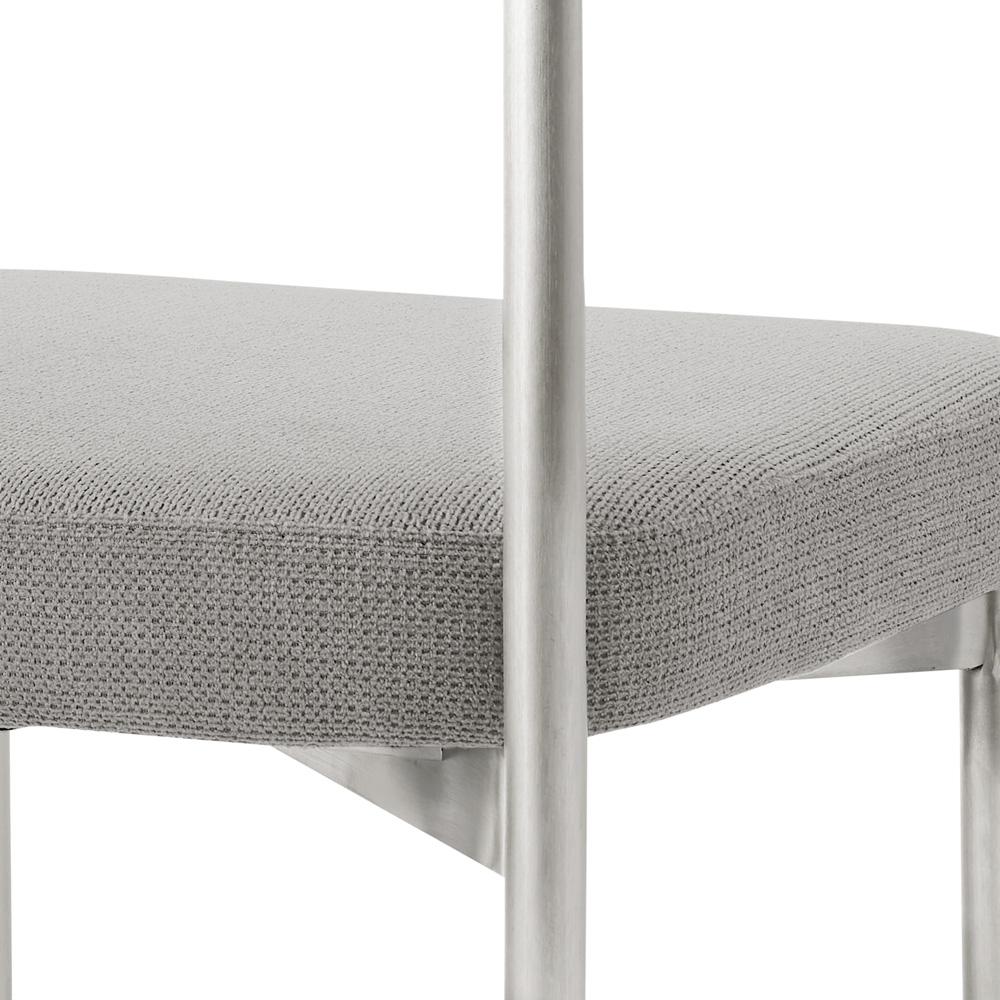 Armen Living - Shannon Dining Chair with Brushed Stainless Steel and Light Gray Fabric - (Set of 2) - LCSNSIBSLGRY veiw 6