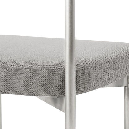 Armen Living - Shannon Dining Chair with Brushed Stainless Steel and Light Gray Fabric - (Set of 2) - LCSNSIBSLGRY veiw 6