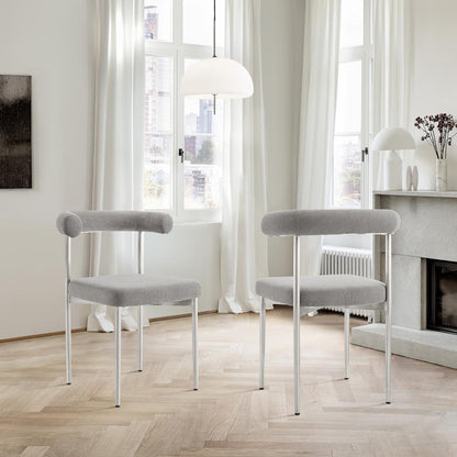 Armen Living - Shannon Dining Chair with Brushed Stainless Steel and Light Gray Fabric - (Set of 2) - LCSNSIBSLGRY veiw 7