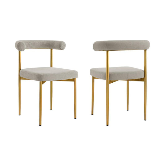 Armen Living - Shannon Dining Chair with Gold Brushed Stainless Steel and Taupe Fabric - (Set of 2) - LCSNSIBGLTP veiw 1