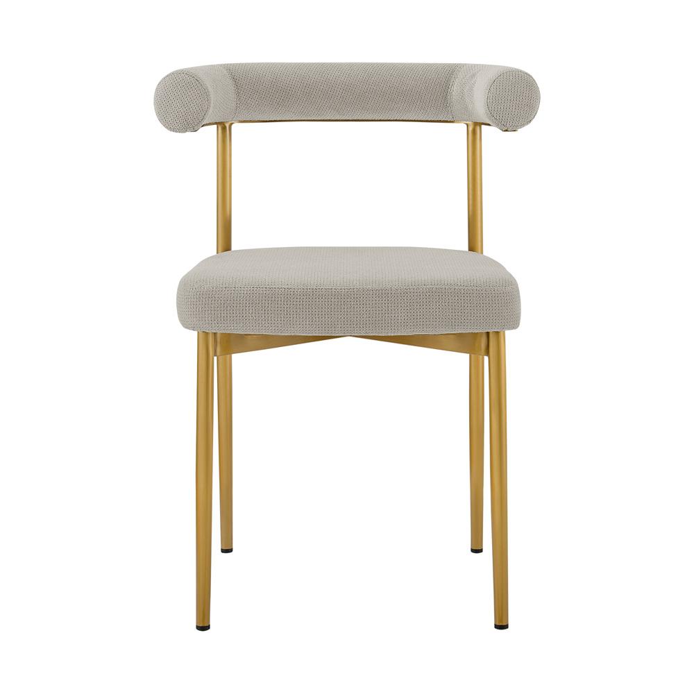 Armen Living - Shannon Dining Chair with Gold Brushed Stainless Steel and Taupe Fabric - (Set of 2) - LCSNSIBGLTP veiw 3