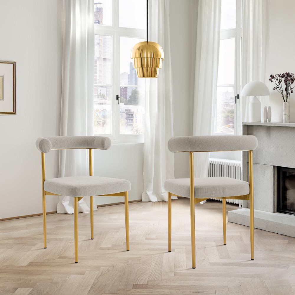 Armen Living - Shannon Dining Chair with Gold Brushed Stainless Steel and Taupe Fabric - (Set of 2) - LCSNSIBGLTP veiw 7