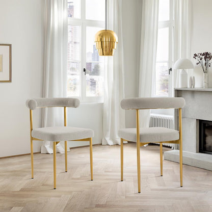 Armen Living - Shannon Dining Chair with Gold Brushed Stainless Steel and Taupe Fabric - (Set of 2) - LCSNSIBGLTP veiw 7