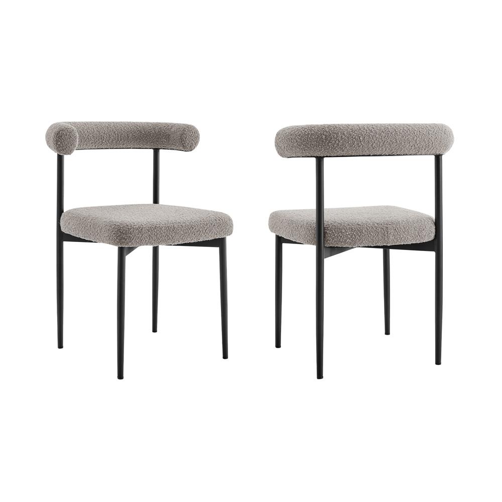 Armen Living - Shannon Dining Chair with Matte Black Iron and Thundercloud Gray Fabric - (Set of 2) - LCSNSIBLKTGRY veiw 1