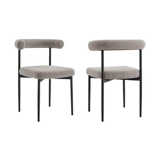 Armen Living - Shannon Dining Chair with Matte Black Iron and Thundercloud Gray Fabric - (Set of 2) - LCSNSIBLKTGRY veiw 1