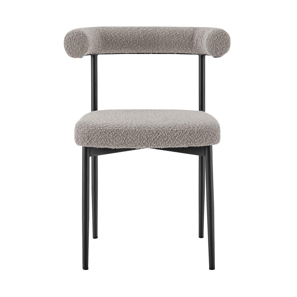 Armen Living - Shannon Dining Chair with Matte Black Iron and Thundercloud Gray Fabric - (Set of 2) - LCSNSIBLKTGRY veiw 3