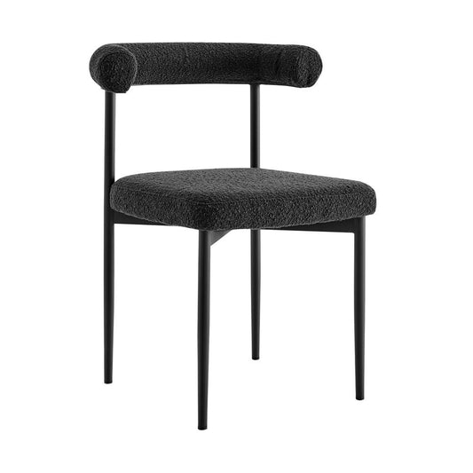 Armen Living - Veronica Shannon 5 Piece Round Glass Dining Table Set with Matte Black Iron and Black Fabric - SETVRDI5BLK veiw 2