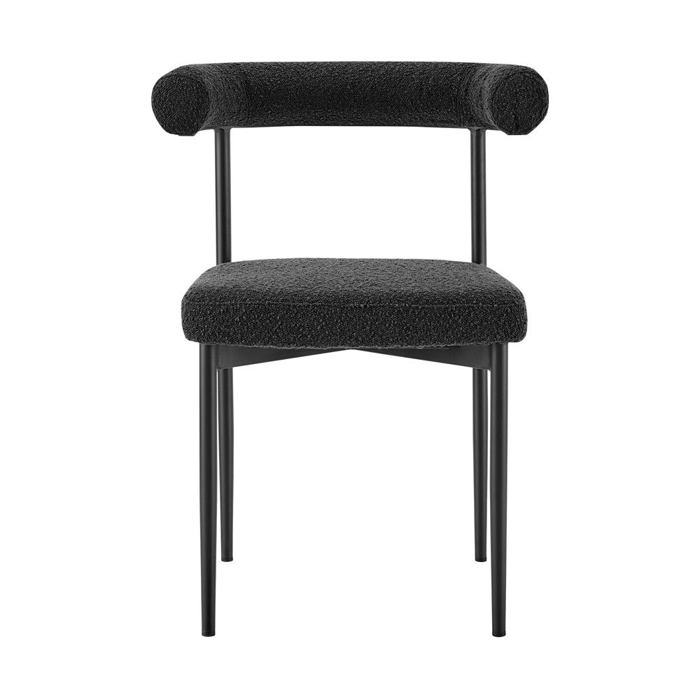 Armen Living - Veronica Shannon 5 Piece Round Glass Dining Table Set with Matte Black Iron and Black Fabric - SETVRDI5BLK veiw 3