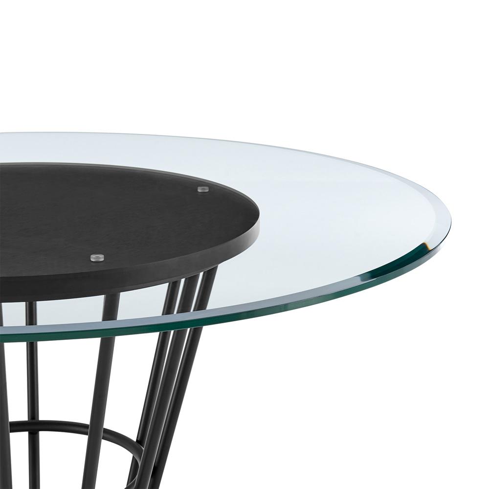 Armen Living - Veronica Shannon 5 Piece Round Glass Dining Table Set with Matte Black Iron and Black Fabric - SETVRDI5BLK veiw 5
