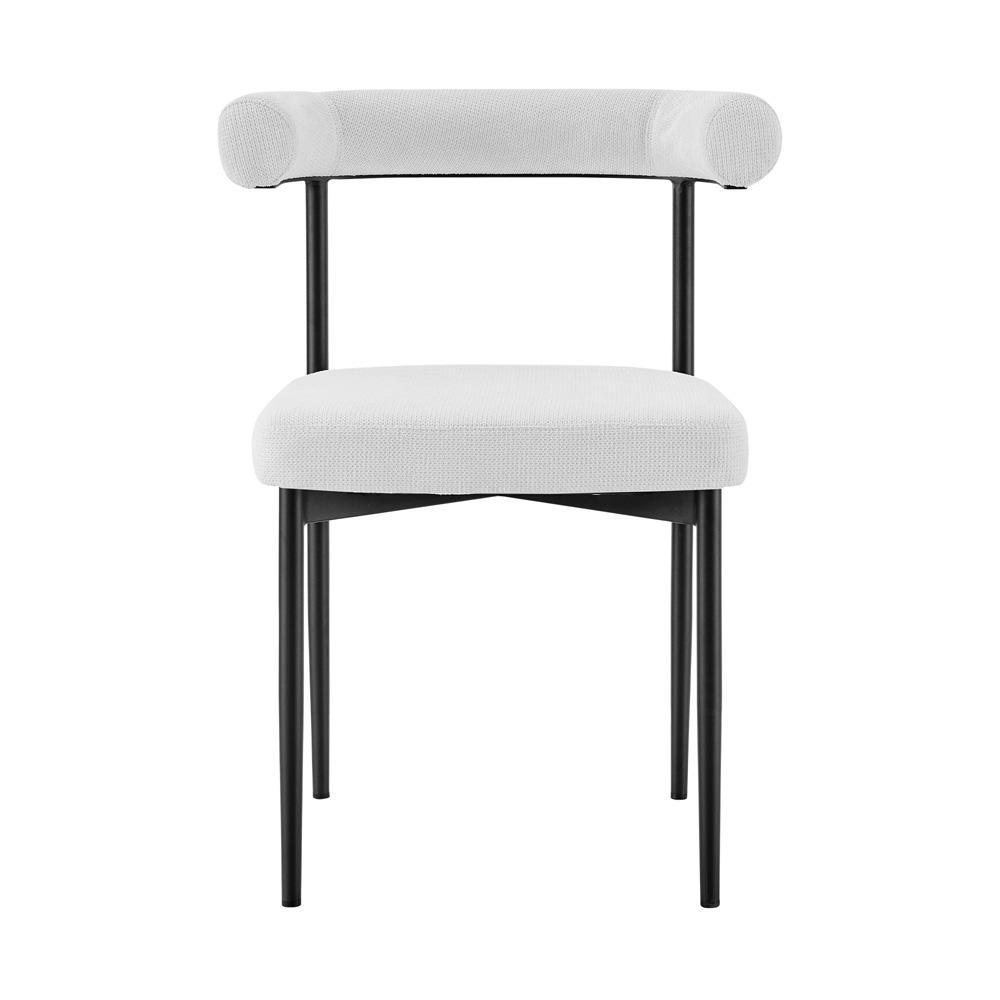 Armen Living - Veronica Shannon 5 Piece Round Glass Dining Table Set with Matte Black Iron and Cream Fabric - SETVRDI5BLKCR veiw 3