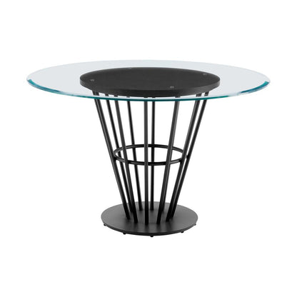 Armen Living - Veronica Shannon 5 Piece Round Glass Dining Table Set with Matte Black Iron and Cream Fabric - SETVRDI5BLKCR veiw 4