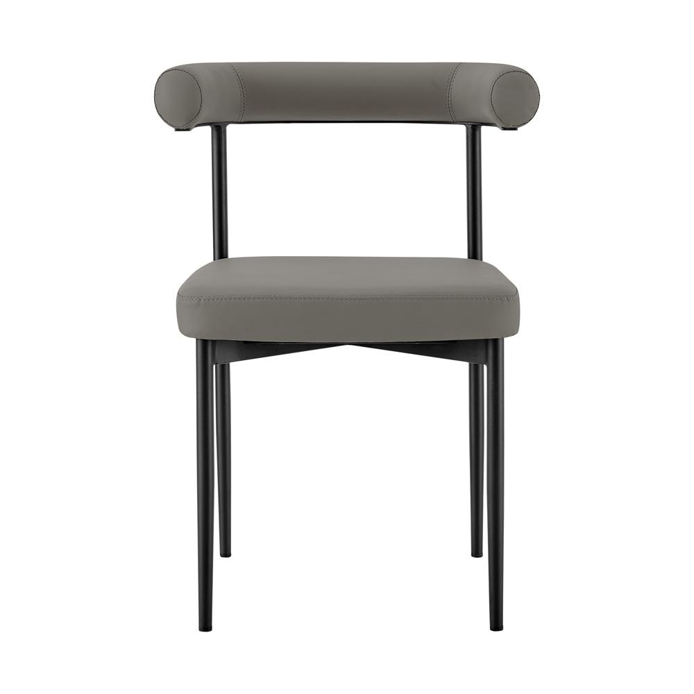 Armen Living - Veronica Shannon 5 Piece Round Glass Dining Table Set with Matte Black Iron and Gray Faux Leather - SETVRDI5BLKPGRY veiw 3