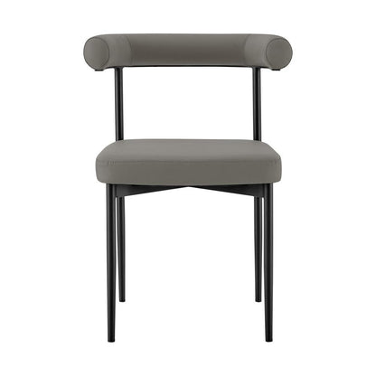 Armen Living - Veronica Shannon 5 Piece Round Glass Dining Table Set with Matte Black Iron and Gray Faux Leather - SETVRDI5BLKPGRY veiw 3